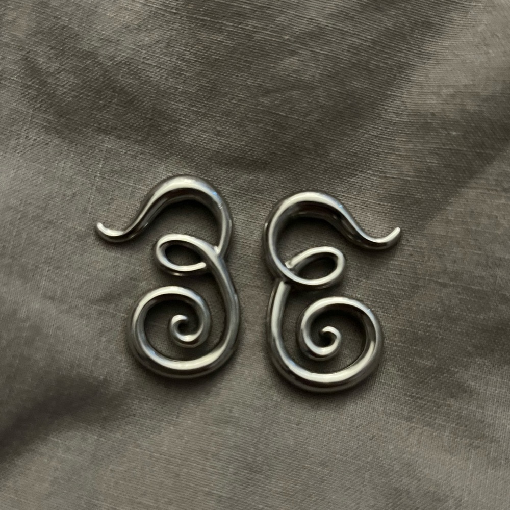 6 gauge stainless steel squiggle earring